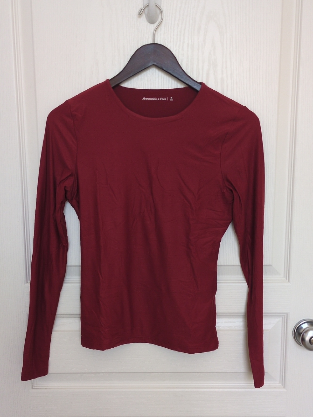 Abercrombie & Fitch Women's Long-Sleeve Crewneck Top - Maroon